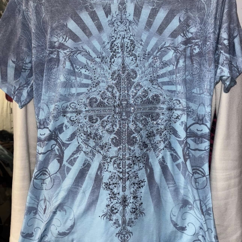 Soft Style Blue Patterned Tee